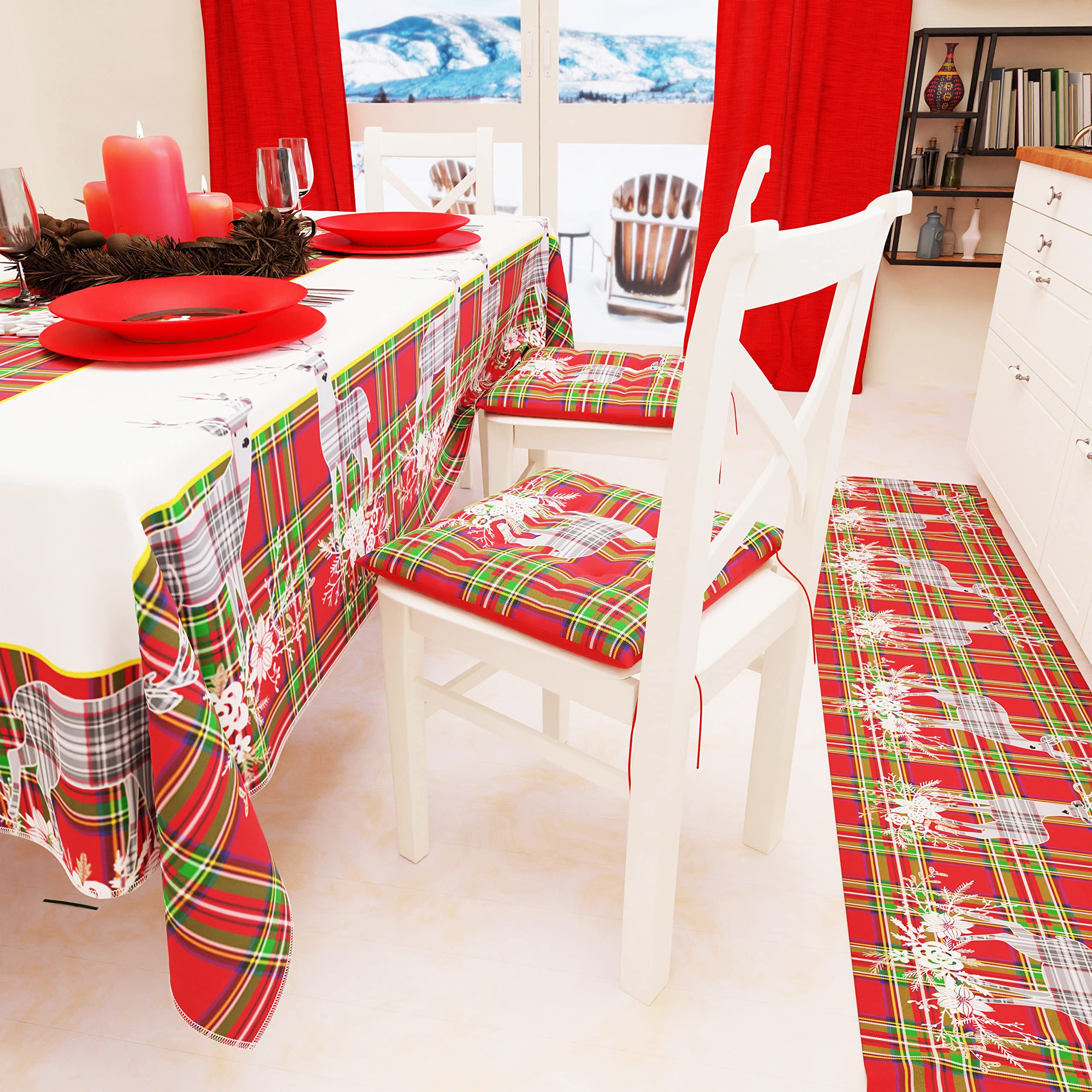 PETTI Artigiani Italiani - Tischdecke, Tischdecke, schmutzabweisend, Weihnachten, Tischdecke, Küche, Weihnachten, Muster: Rentiergrau, X12-Sitzer (140 x 240 cm), 100% Made in Italy