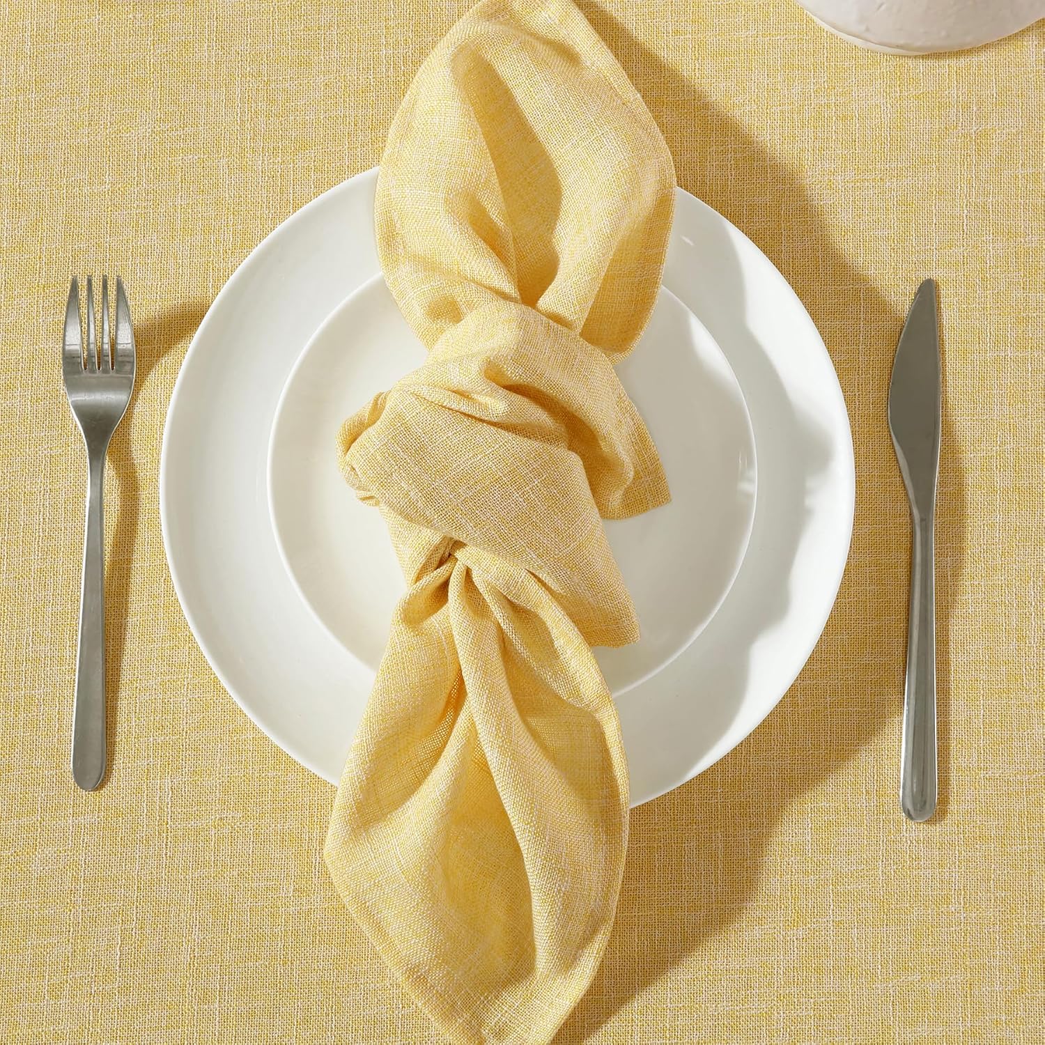 Laura Ashley Harper Luxuriously Smooth Fabric Napkins for Formal or Casual Dining, Holiday, Banquet, Wedding or Party, Set of 6 Napkins, Yellow