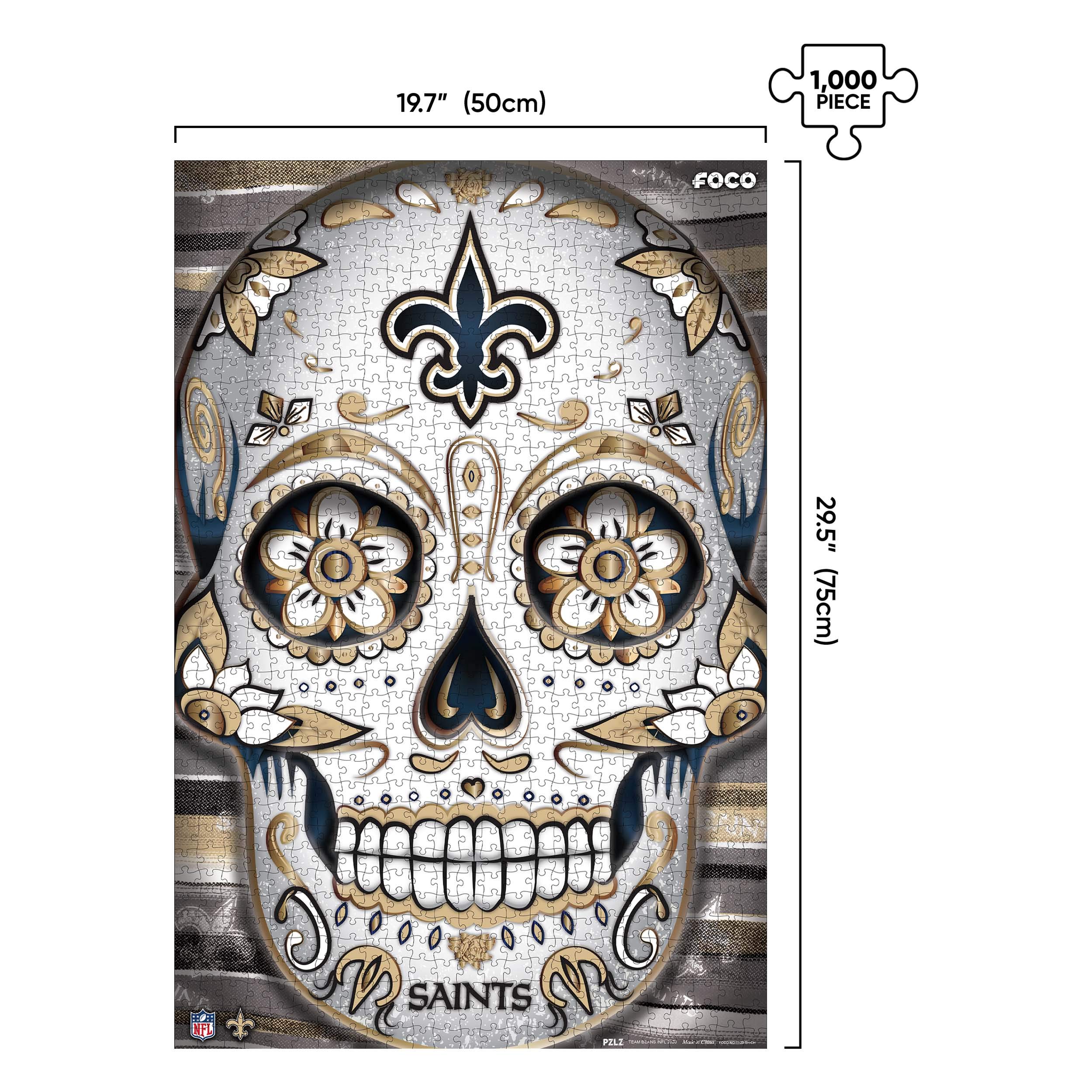 FOCO New Orleans Saints NFL Sugar Skull 1000 Piece Jigsaw PZLZ