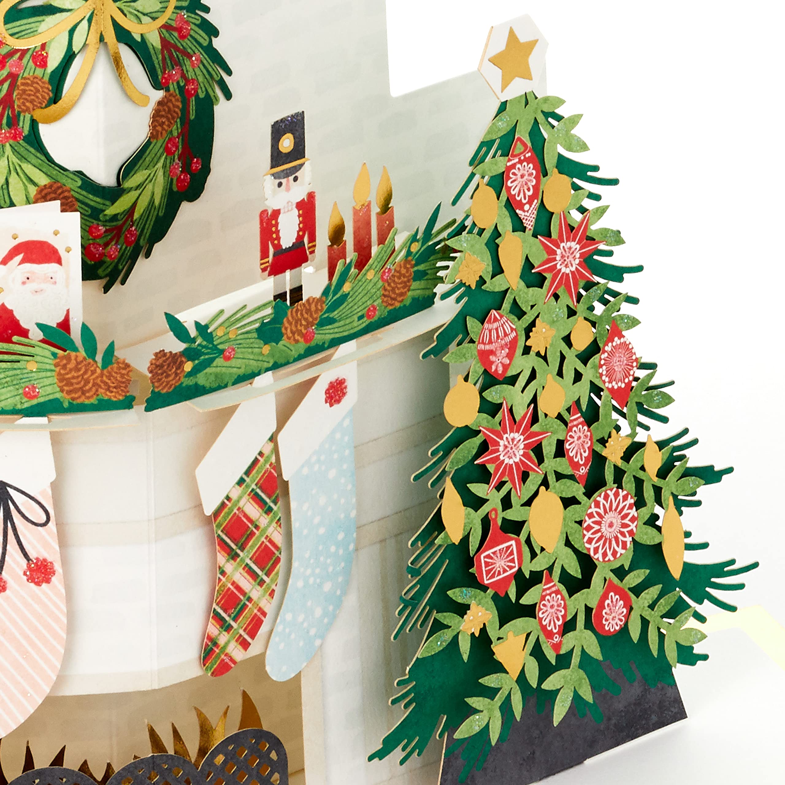 Hallmark Carte De Noël, Crèche De Noël, Carte Pop-up 3D Avec Détails Dorés, Bleu