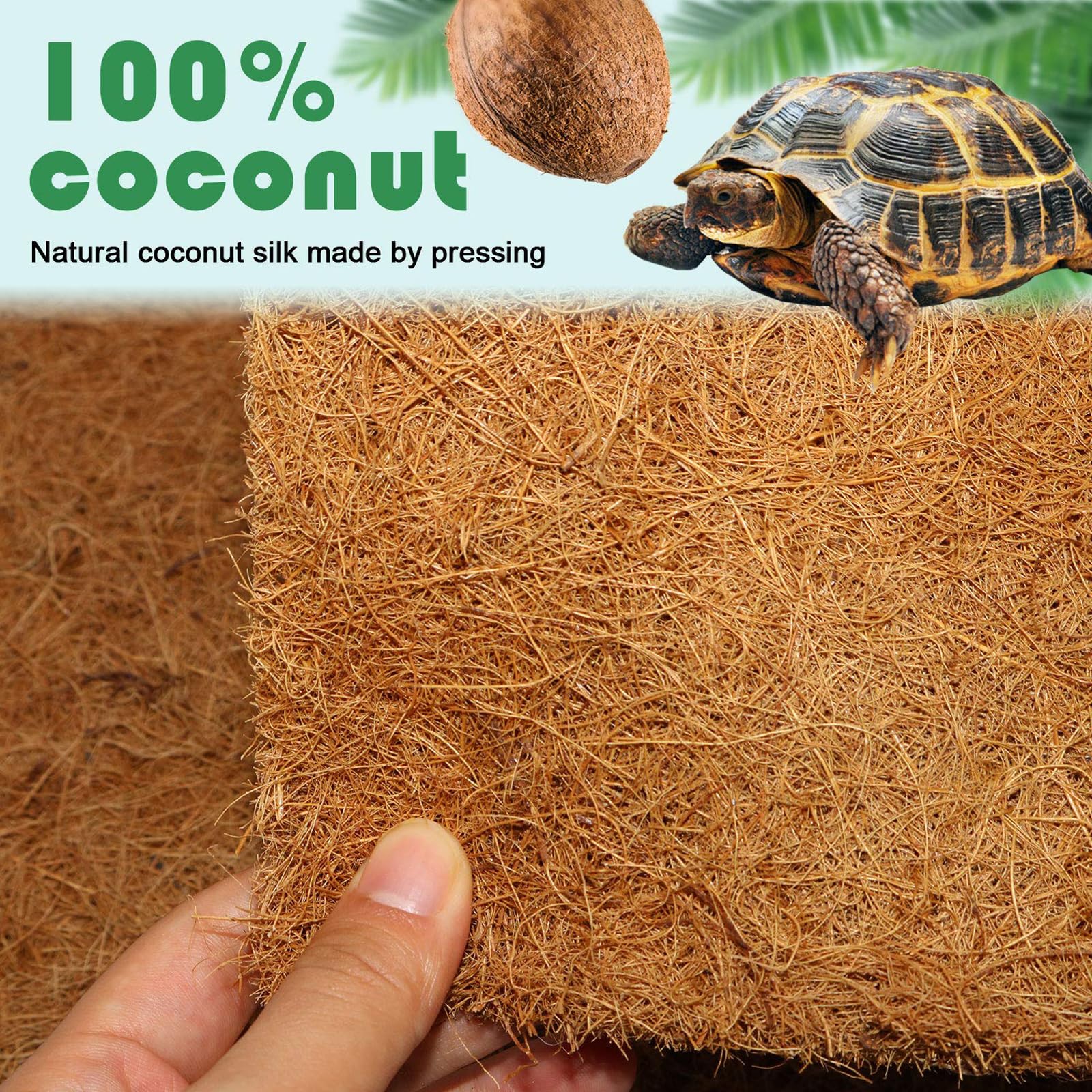 Lot de 4 tapis de reptiles très absorbants en fibre de coco naturelle pour terrariums et literie, tapis hydraté pour reptiles