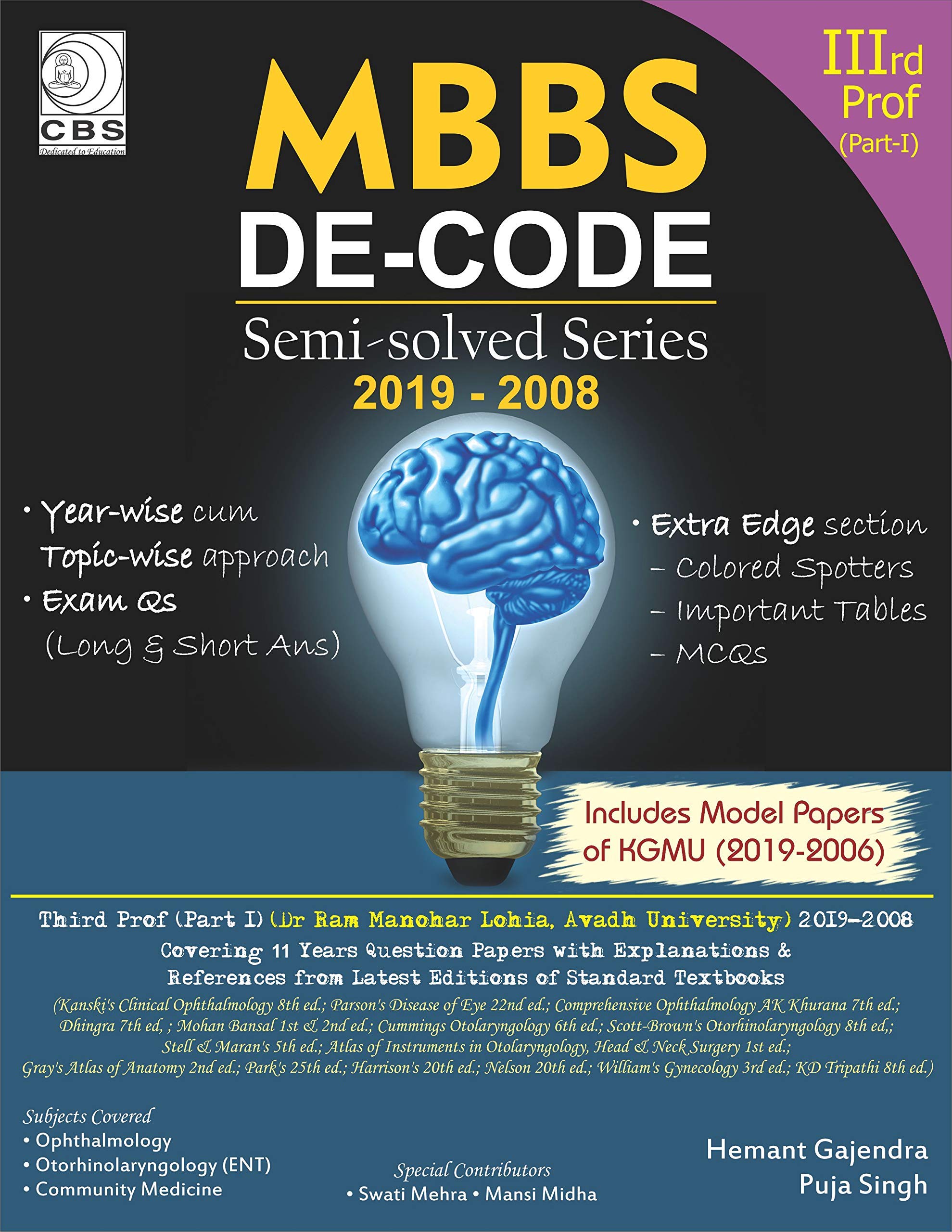 Mbbs De Code Semi Solved Series 2019-2008 3 Prof (Part 1) Avadh University (Pb 2020)