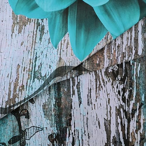 Miniatura 3 de RosieLily Cortina de ducha con diseño floral verde azulado, juego de cortinas de ducha con 12 ganchos, cortina de ducha de madera gris margarita