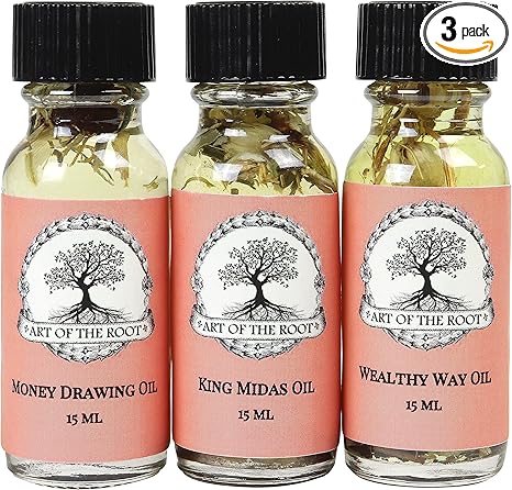 Money Oil Set by Art of The Root | with Wealthy Way, Money Drawing & King Midas Oils | Handmade with Herbs & Essential Oils | Wiccan Hoodoo Conjure Magick