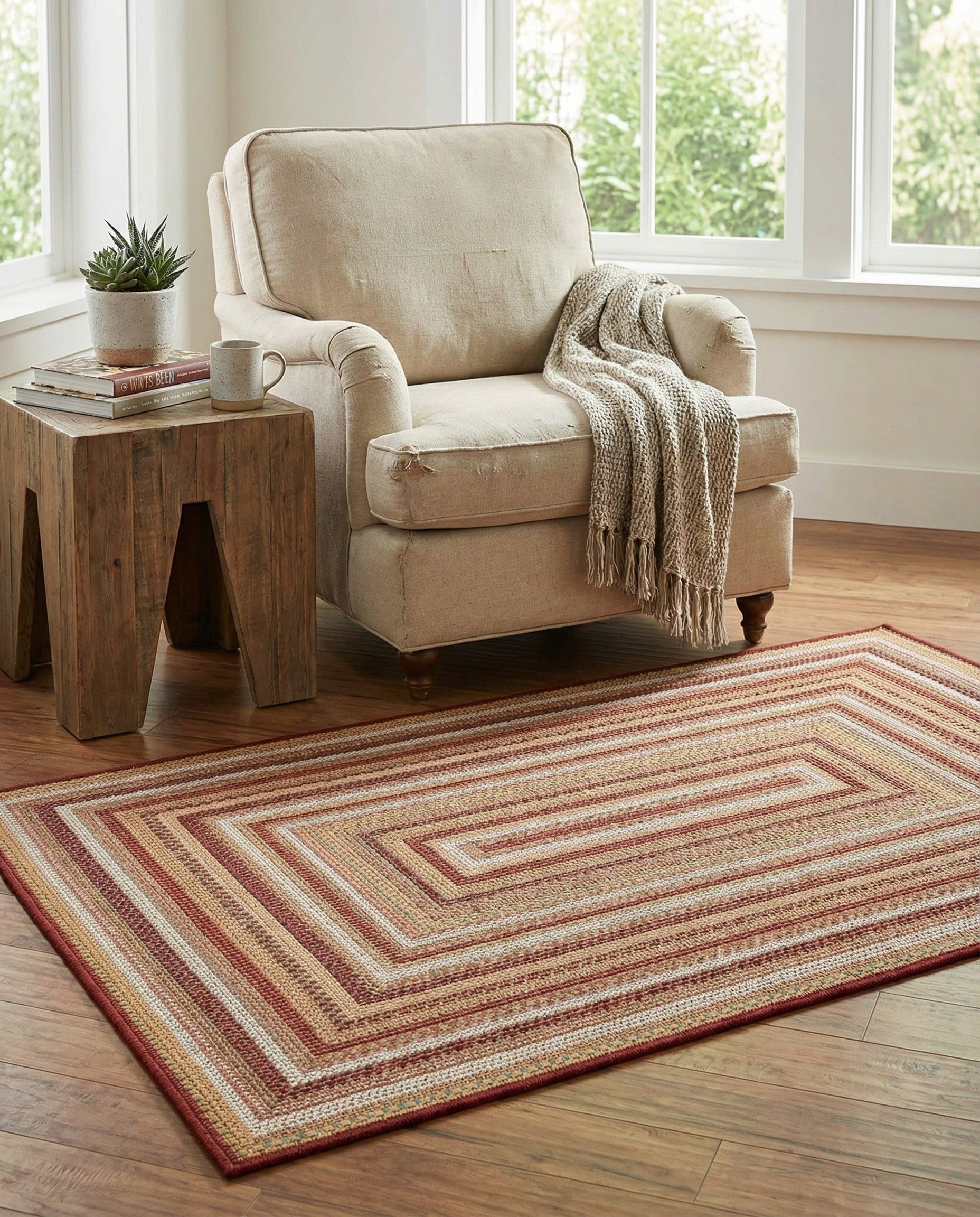 Rugs.com Baja Outdoor Collection Rug – 3x5 Burgundy Medium-Pile Rug Perfect for Entryways, Kitchens, Breakfast Nooks, Accent Pieces