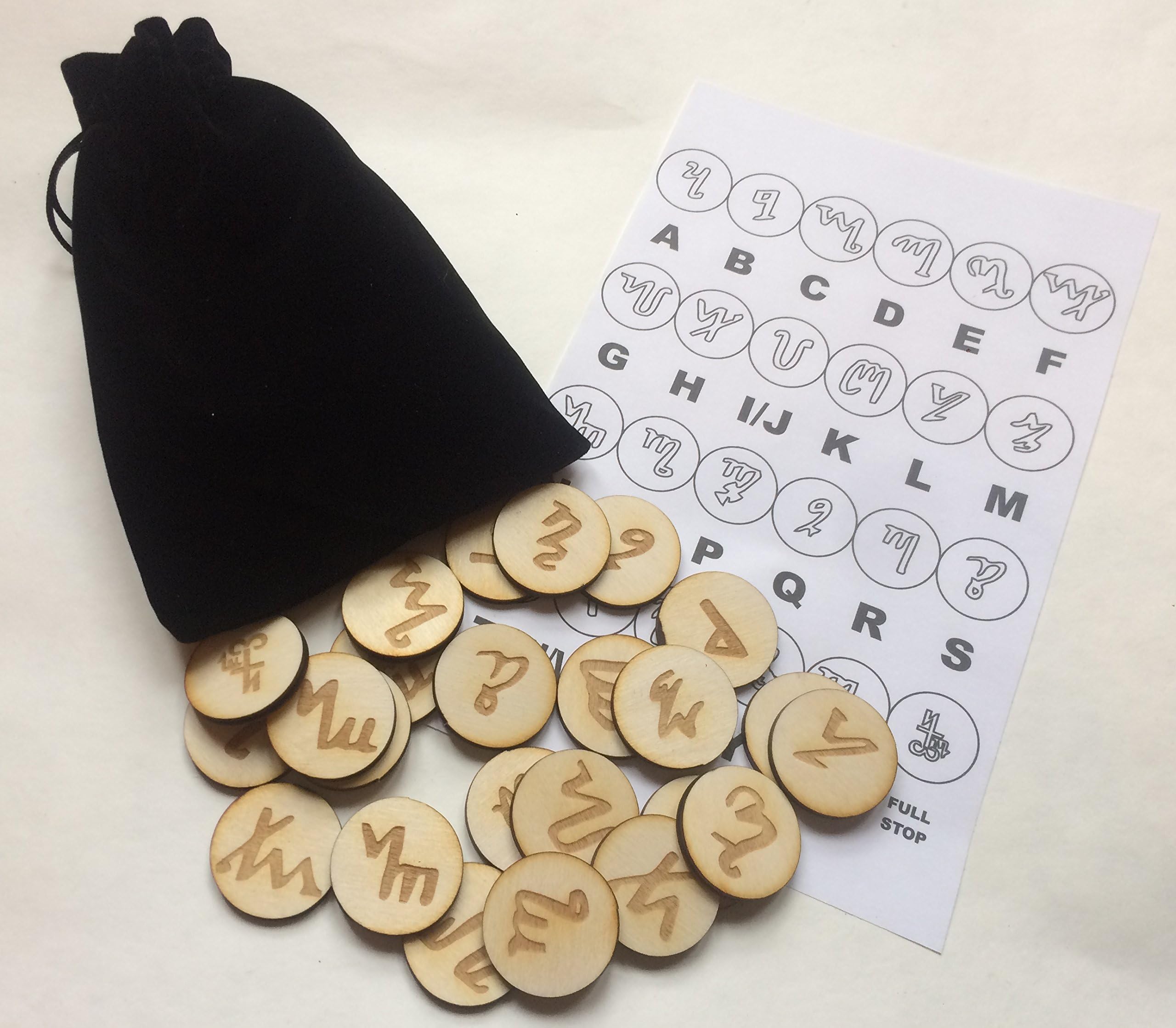 NewAge Designs Complete set of 24 Theban Alphabet Runes Witches Alphabet Wooden Disks