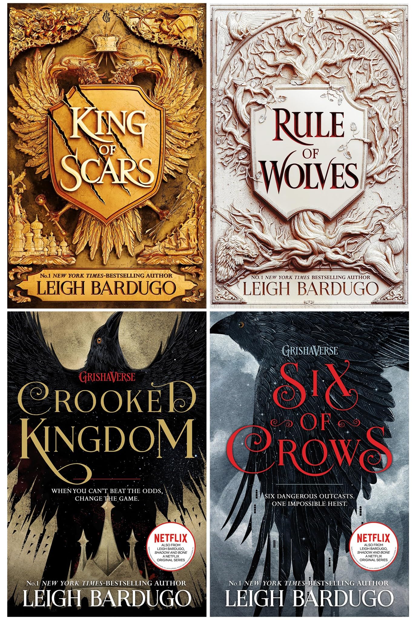 Leigh Bardugo 4 Books Collection Set (Rule of Wolves, King of Scars, Six of Crows And Crooked Kingdom)