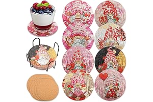 8PCS Valentine‘s Day Gnome Diamond Art Painting Coasters
