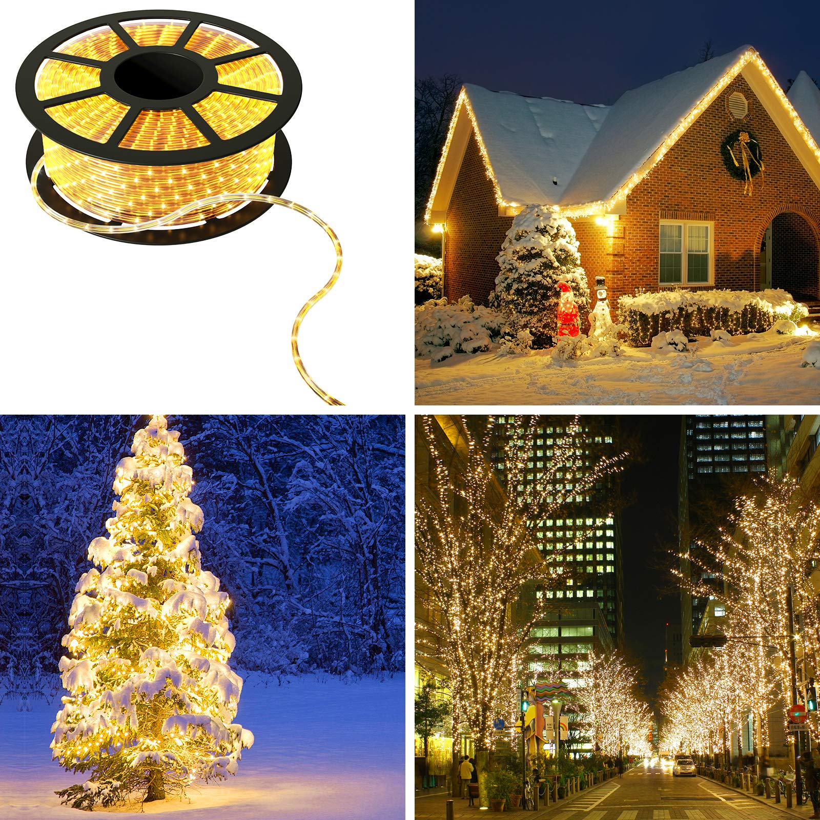 GOPLUS 30m Lichtschlauch Außen, LED Lichtschlauch Warmweiß mit 1080 LEDs, LED Streifen 15,000 Stunden, Wasserdicht, Lichterkette Lichterschlauch für Außen & Innen (30m)