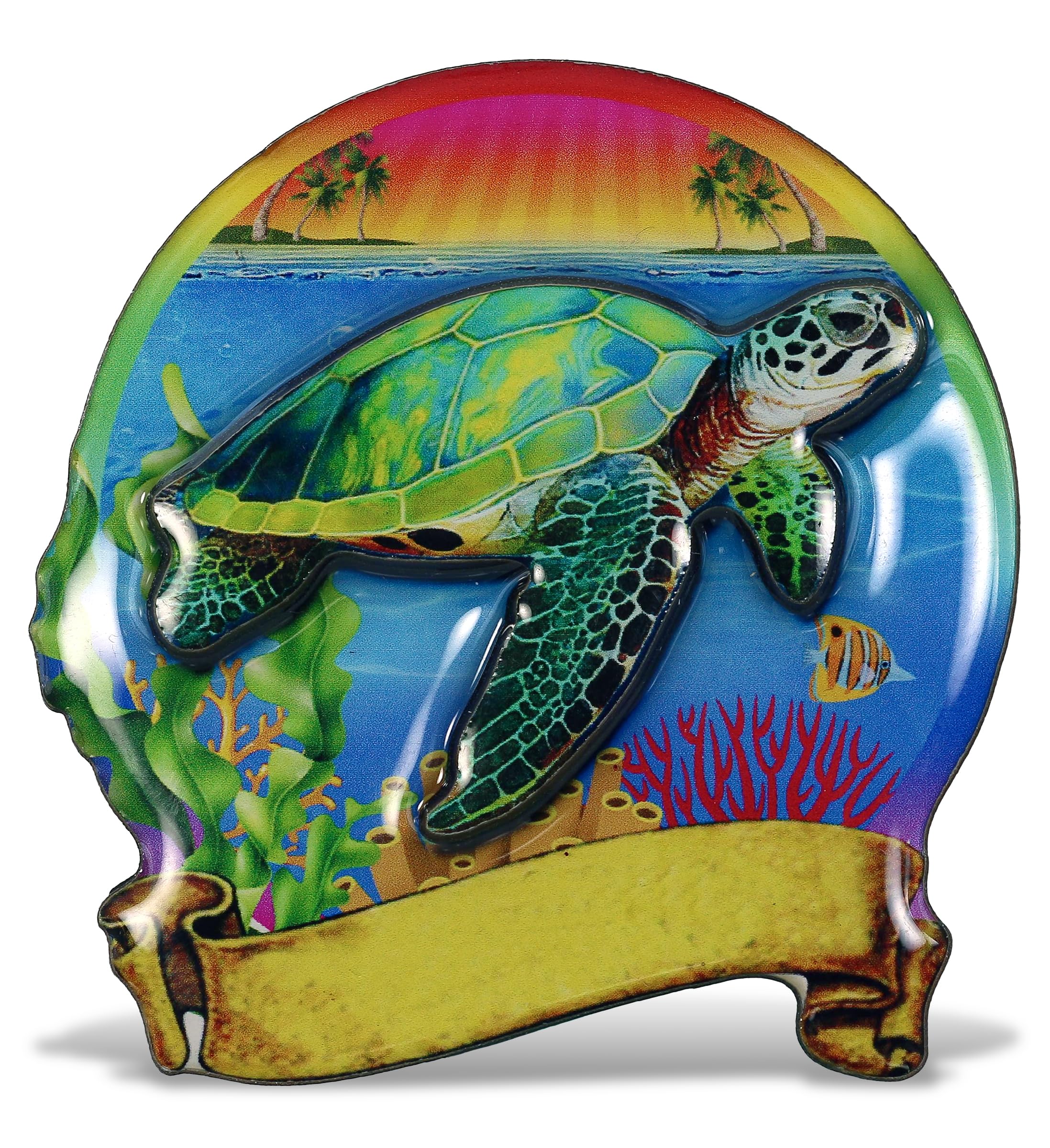 CoTa GlobalSea Turtle Refrigerator MDF Epoxy Magnet - Assorted Epoxy Beach Design, Fun and Cute Sea Life Animals Magnets for Kitchen Fridge, Locker, Home Decor and Office Decor Novelty – 1 Piece