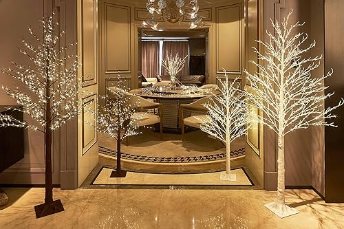 Miniatura 3 de LITBLOOM Árbol blanco iluminado enchufable con 430 luces LED de 4 pies, árbol de ramitas con luces para interior y exterior, hogar, Pascua,