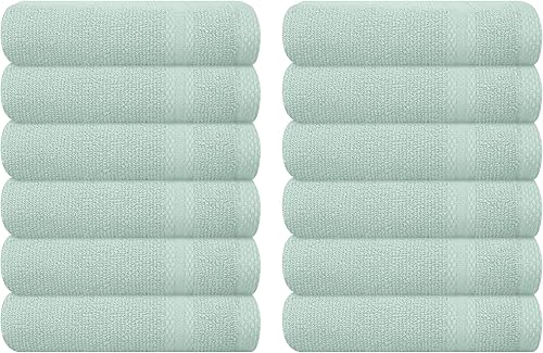 Miniatura 94 de GLAMBURG - Juego de 12 toallas faciales ultrasuaves de 13 x 13 pulgadas, 100% algodón, duraderas y altamente absorbentes, ideales para baño, cocina
