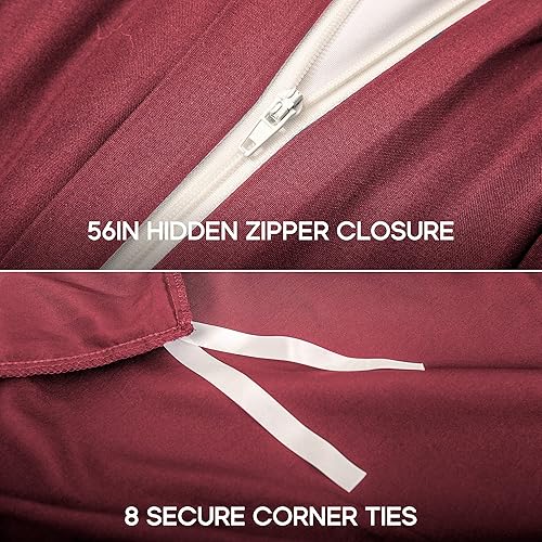 Miniatura 7 de Sonive Juego de funda de edredón tamaño King, juego de edredón de microfibra cepillada suave de 3 piezas con cierre de cremallera, 8 lazos