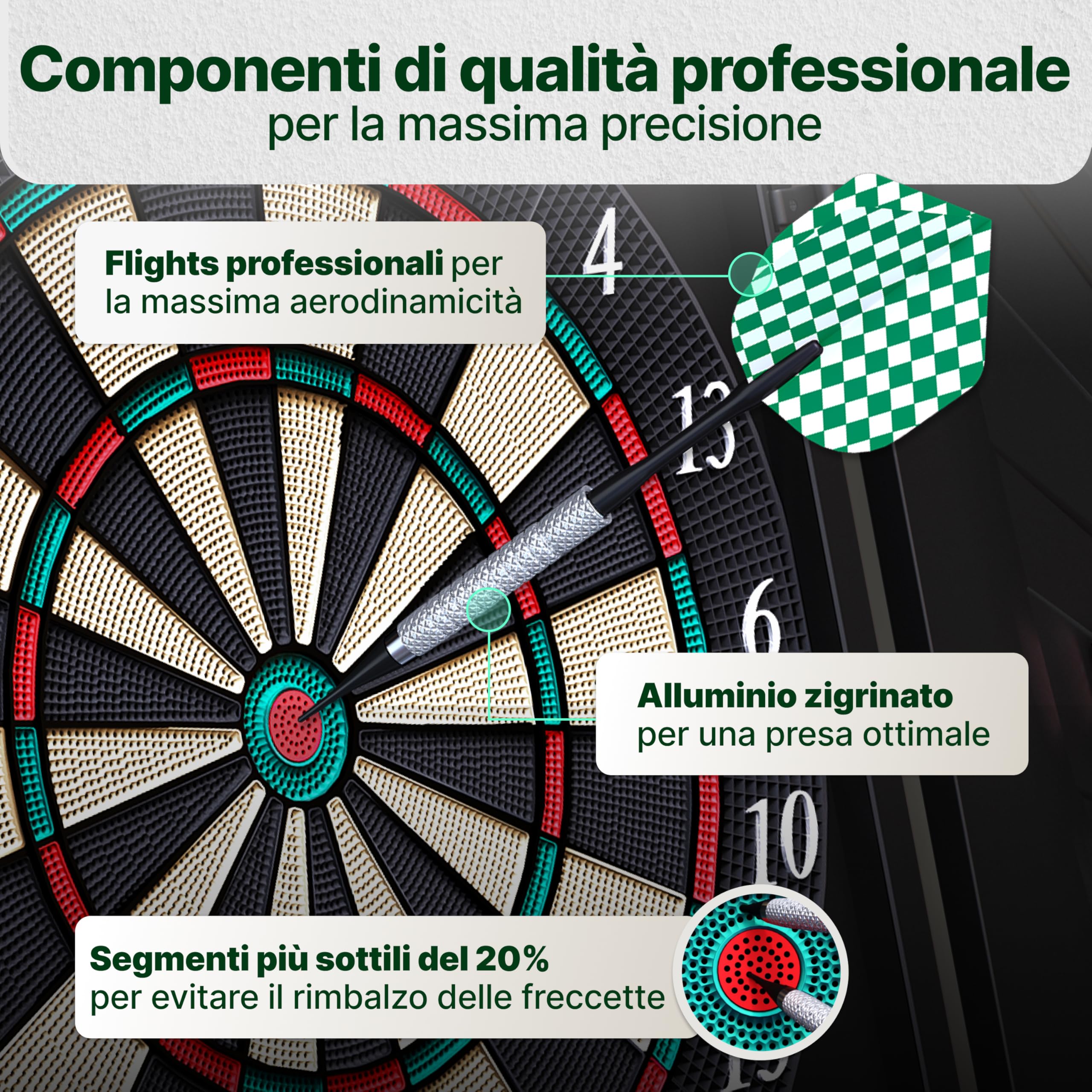 Ultrasport Tavola da Freccette Elettronica, con/Senza Porte, Freccette Classiche per 16 Giocatori, Gioco di Freccette con indicatore LED, 38 Giochi e Molte Varianti,12 Freccette e 100 Punte morbide