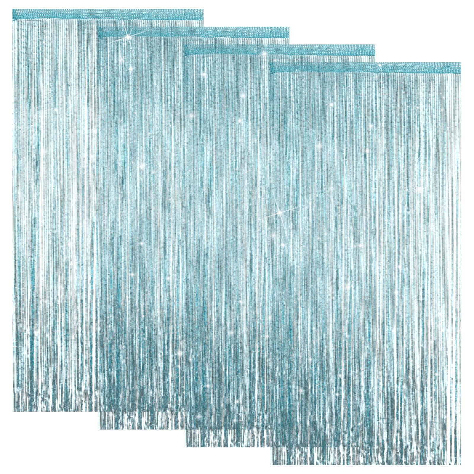 LITLANDSTAR 4 Pack String Door Curtains, 100 x 200cm String Curtain Panel Glitter String Doorways Divider Door Screens for Living Room Bedroom Party Decorations, Lake Blue — image 1