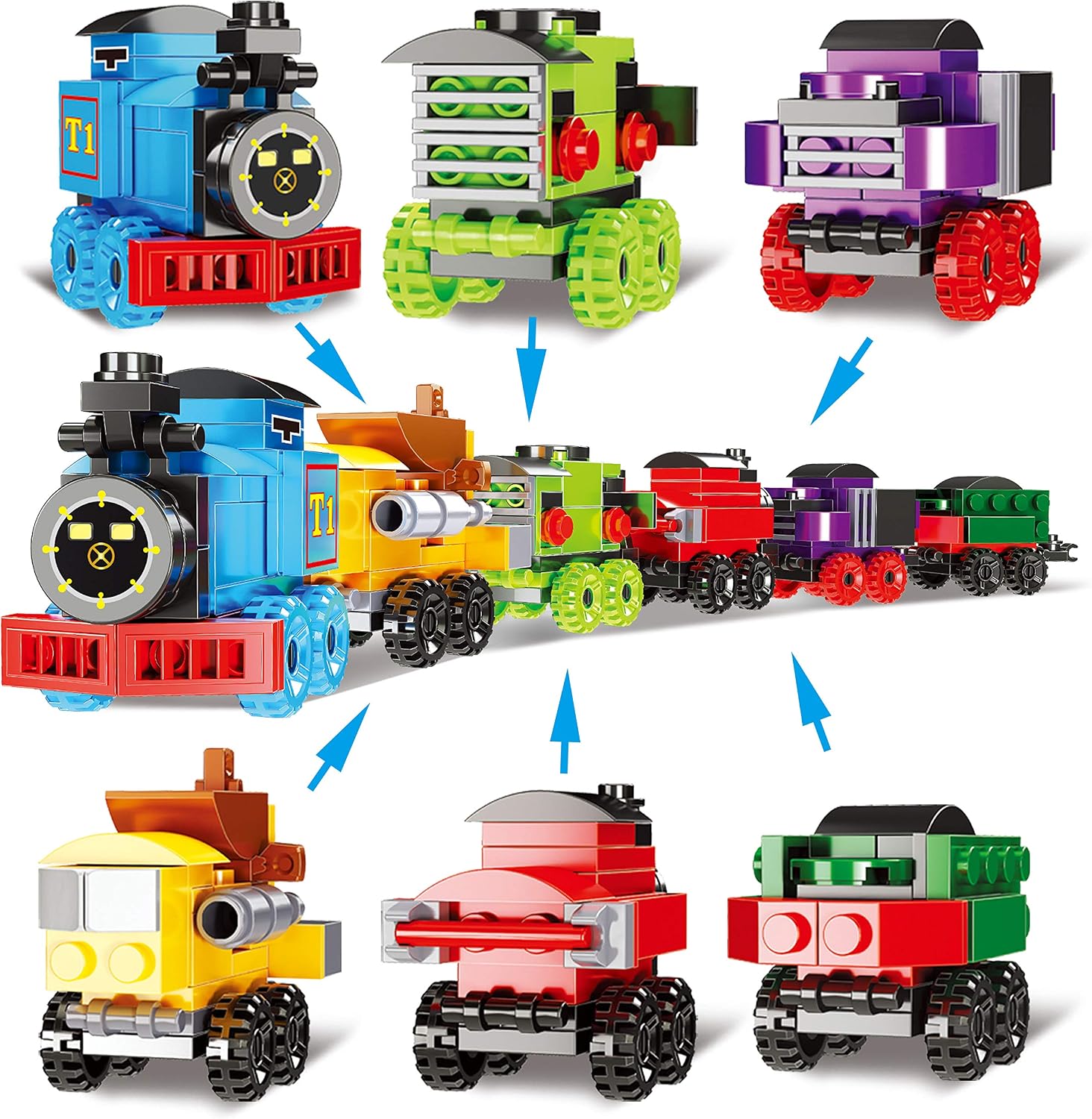JOYIN 12 Pcs Prefilled Easter Eggs with Railway Engines Building Blocks for Basket Stuffers, Easter Party Favors, Egg Hunt, Classroom Events