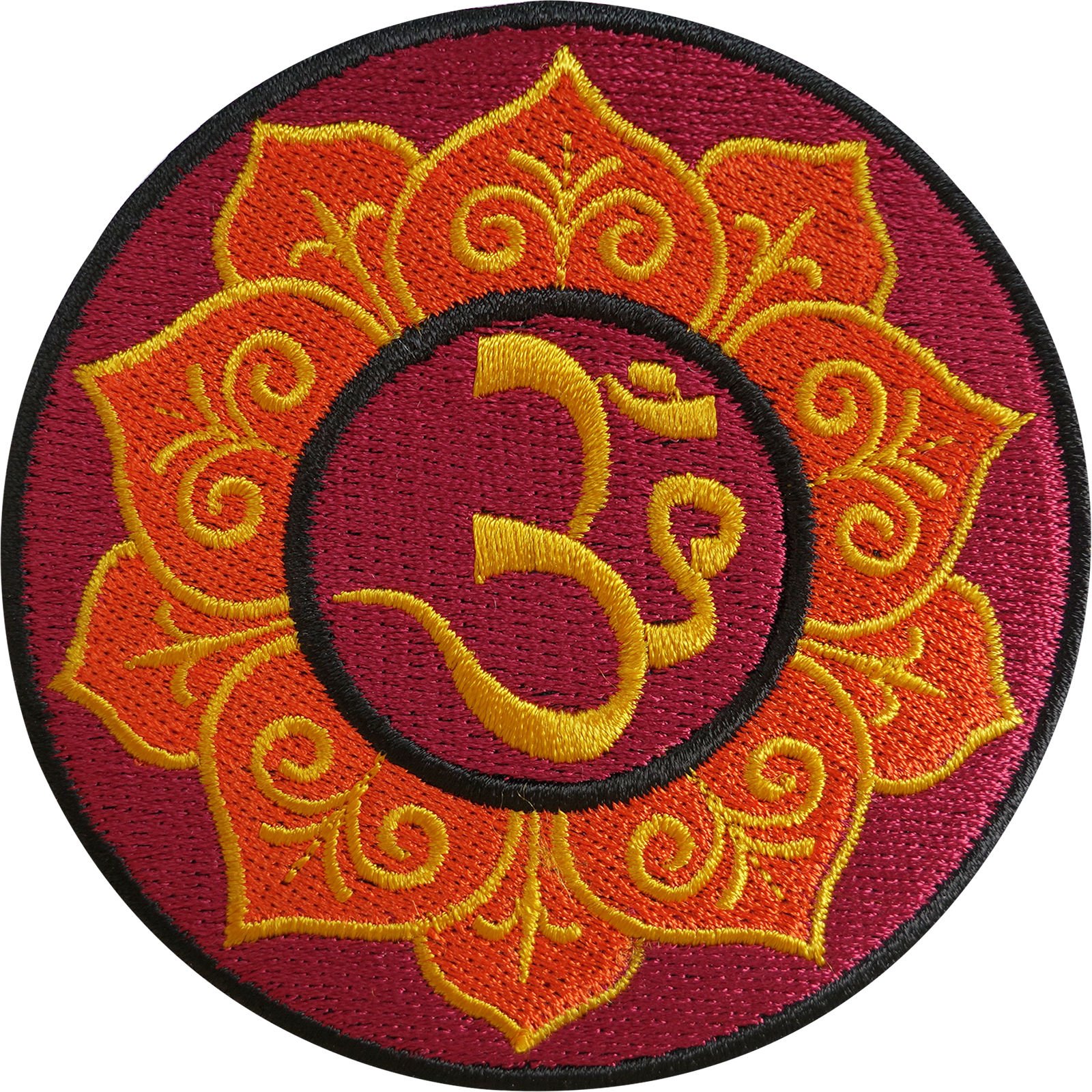 Ellu Red Embroide Iron On Hindu Patch Sew On Badge Buddha Buddhist Hippie Aum Om Yoga