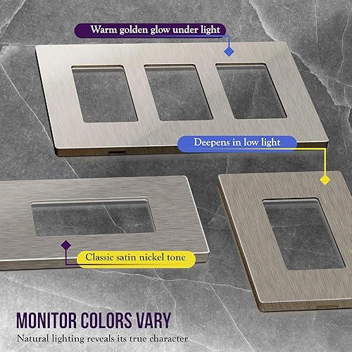 Miniatura 811 de ENERLITES SI8834-BK - Placa de pared decorativa sin tornillos, cubierta de enchufe segura, 4 entradas, 4.68 x 8.30 pulgadas (alto x largo), Negro