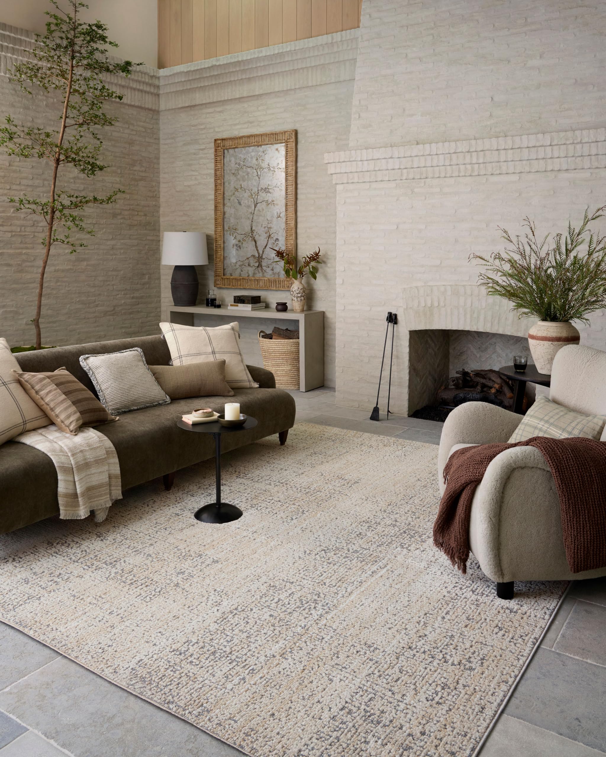 Loloi Amber Lewis Bexley Collection BEX-03 Natural/Slate 9' x 13' Area Rug Neutral, Textured, Living, Bedroom, Dining, Carpet