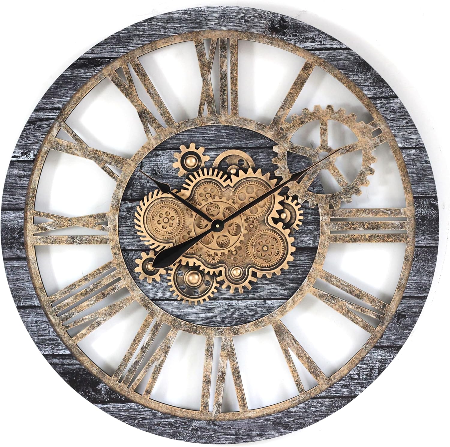 ImprovingLife The Gears Clock 36'' Inch Real Moving Gear Wall Clock Vintage Industrial Oversized Rustic Farmhouse (Vintage Carbon Grey and Bronze)