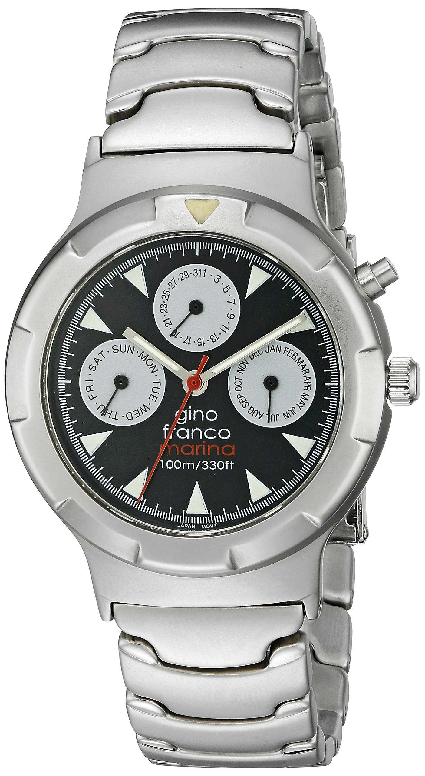 gino franco Mens 980SL Round Stainless Steel Multi-Function Bracelet Watch (B002NX00RA) Amazon Price History, Amazon Price Tracker