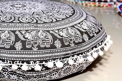 Miniatura 3 de Funda de almohada redonda con diseño de mandala para el suelo, funda de cojín para asiento, hippie, decorativa, bohemio, otomano, funda de puf