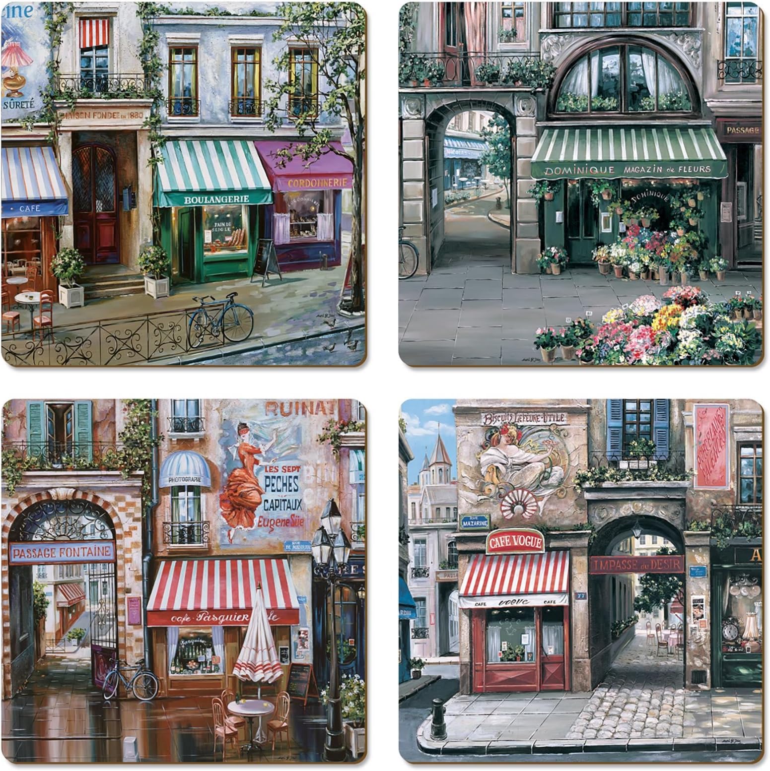 CALA Home"Village Square" Coasters - Set of 4