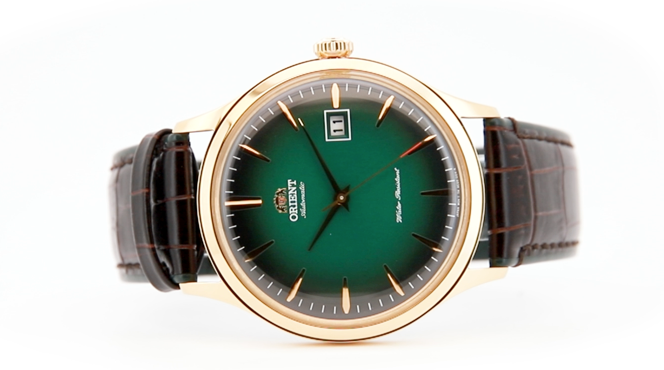 ORIENT Classic Bambino V4 Orologio Uomo Automatico - Cassa 42mm, Quadrante Verde, Cinturino In Pelle Marrone, Calibro F6724