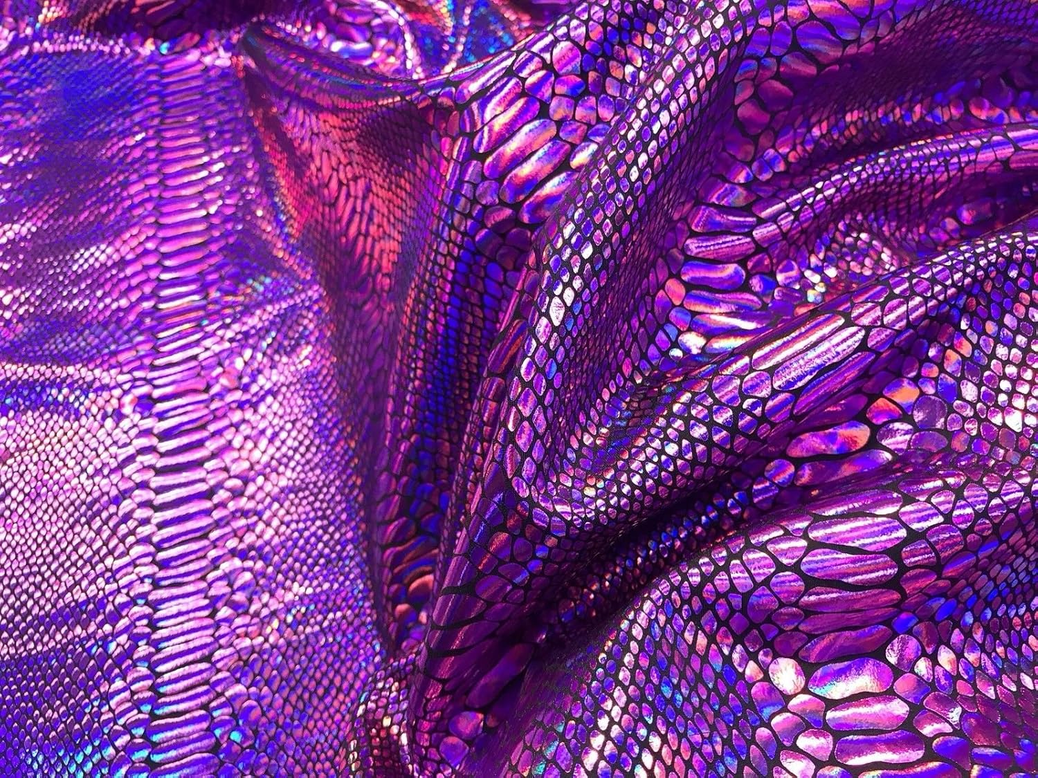 Purple Iridescent Snake Skin Print ON A Nylon 2 Way Stretch Spandex-Sold by Yard