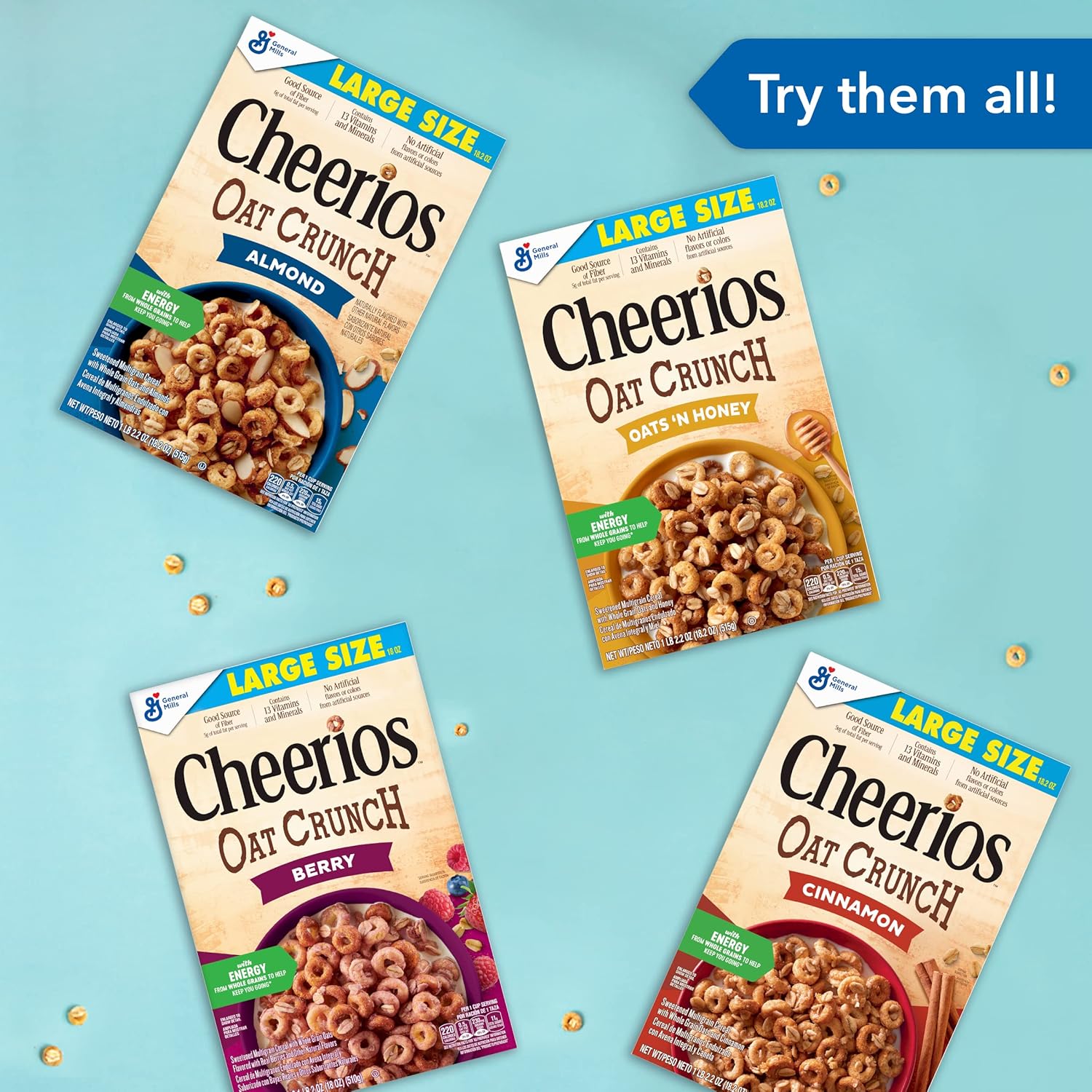 Cheerios crujientes de avena y miel cereales de desayuno caja grande de