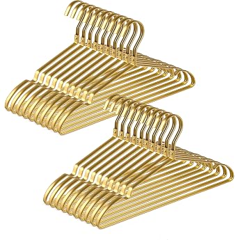 Amber Home Pack of 20 42 cm Lightweight Aluminum Iron Hangers Matt Gold Metal Hangers with Non-Slip Groove for Suit T-Shirt Shirt Jacket Dress Trousers