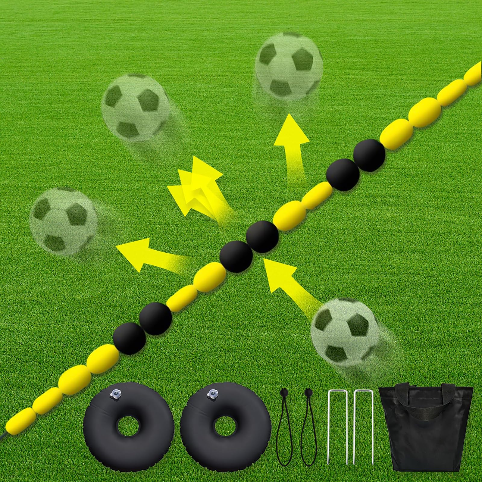 HYQNG Goalkeeper Training Equipment, 2.75m/4m Goalkeeper Deflection Equipment with 2 Water Bag, Goalkeeper Single Line Deflector, Football Training Equipment Soccer Training Aids for Reflex & Agility