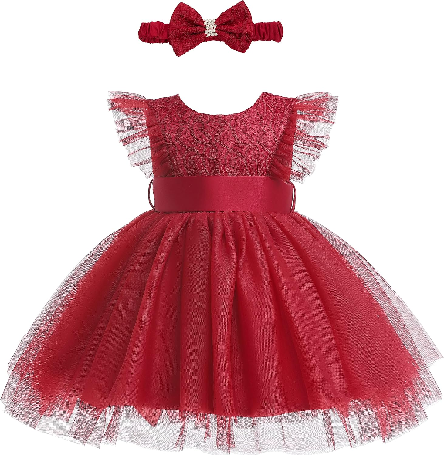 Weileenice Girls Kids Tulle Flower Dress Baby Girl Princess Wedding Pageant Birthday Party Dresses
