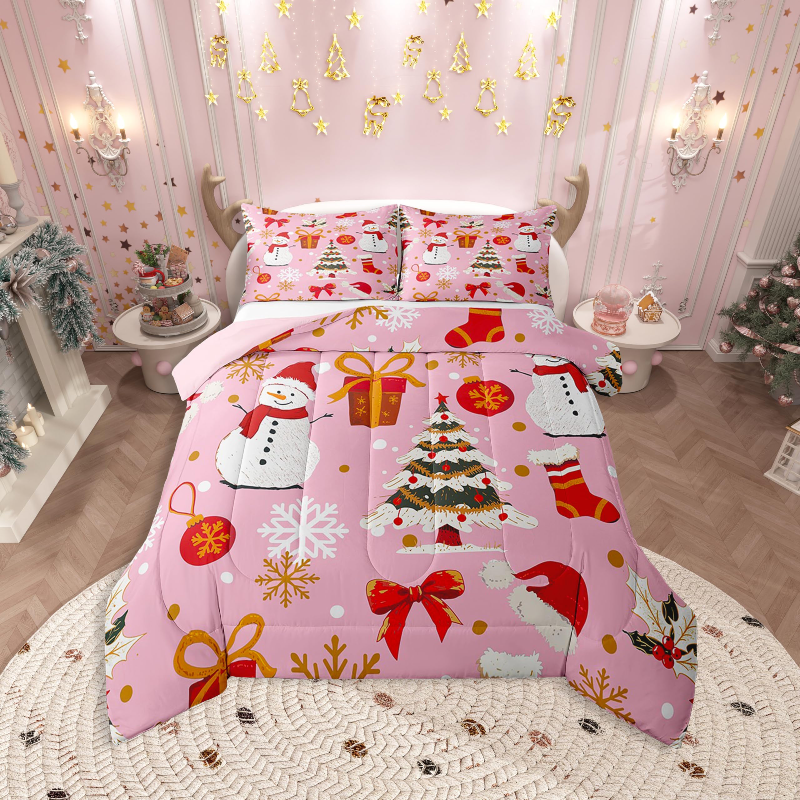 Christmas Bedding Set For Kids Boys Girls Berry Xmas Theme