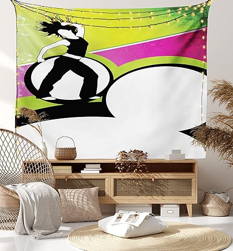 Miniatura 8 de Lunarable Tapiz de acondicionamiento físico, colorido y energético bailarín, imagen divertida, imagen moderna, impresión de composición moderna,