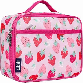 WildkinKids Insulated Lunch Box Bag for Boys & Girls, Reusable Kids Lunch Box is Perfect for Elementary, Ideal Size for Packing Hot or Cold Snacks for School & Travel Bento Bags (Strawberry Patch)