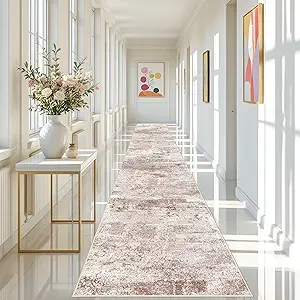 RUUGME 3x20 Runner Rug Washable - Runner Rug Stain Resistant for Living Room Non Slip Indoor Entryway Rubber Backing Carpet Bedroom Kitchen Distressed Floor Decor Mat Machine Washable 3x20 Brown