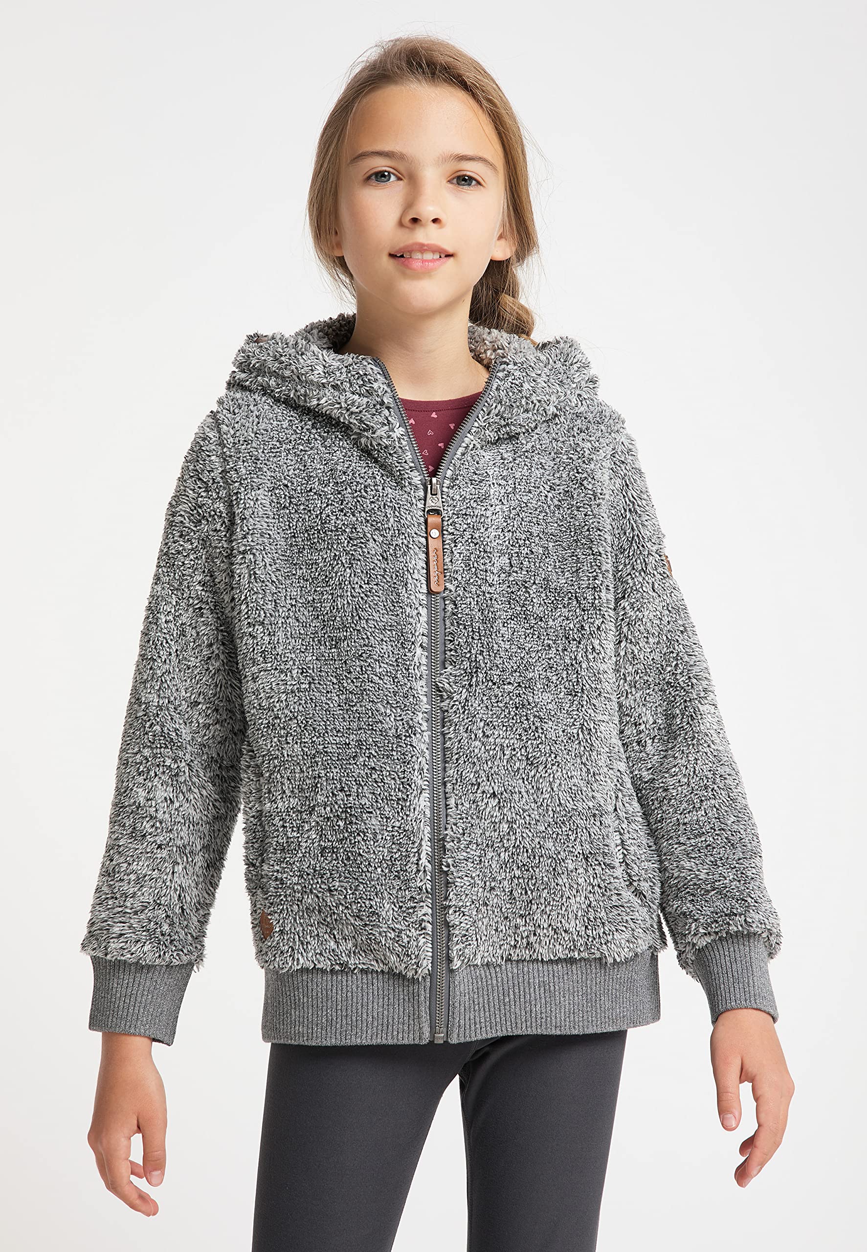 Ragwear Valentyna Mädchen Sweatjacke Übergangsjacke Jacke aus kuscheligen Teddyfell plüschig warm