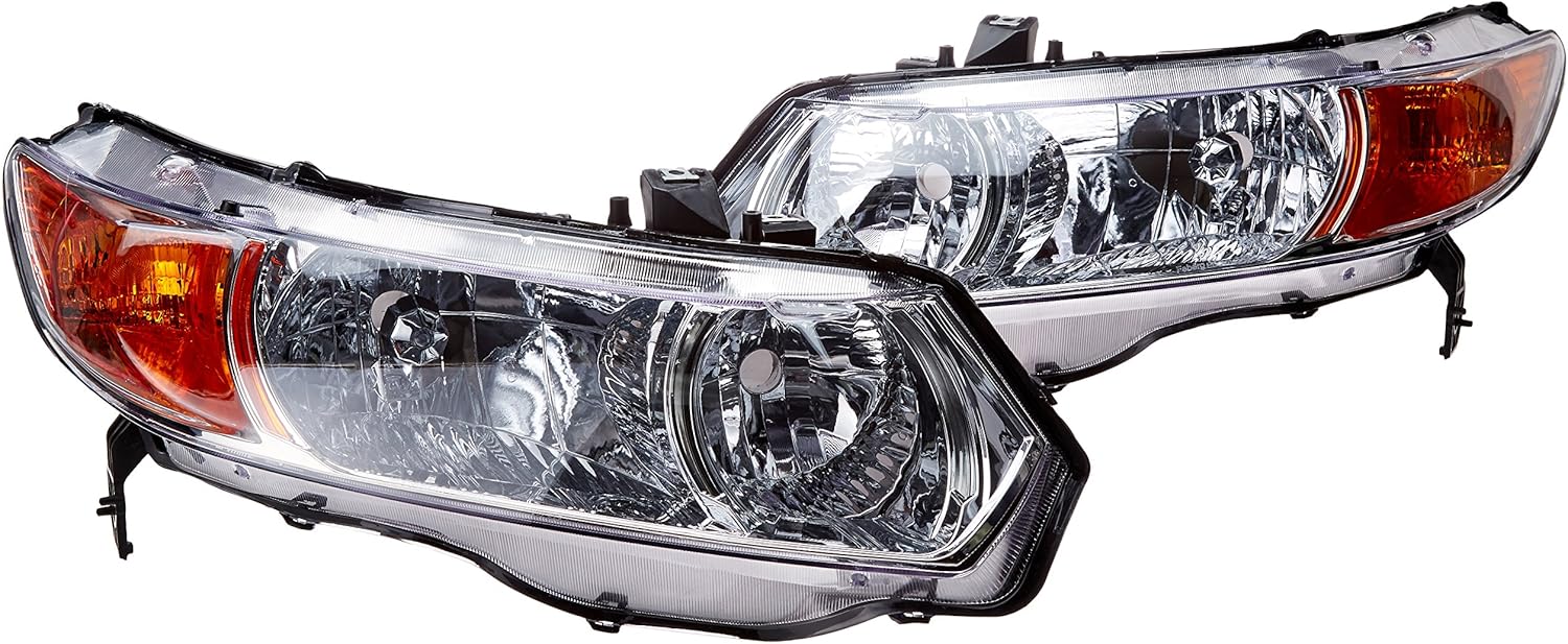 Spec-D Tuning 2LH-CV062-RS Honda Civic 2dr Chrome Crystal Headlights Clear Head Lamps