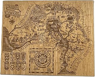 Engraved Cyrodiil Map compatible with the Elder Scrolls Video Game, Oblivion. 8 x 10 inches on Baltic Birch.