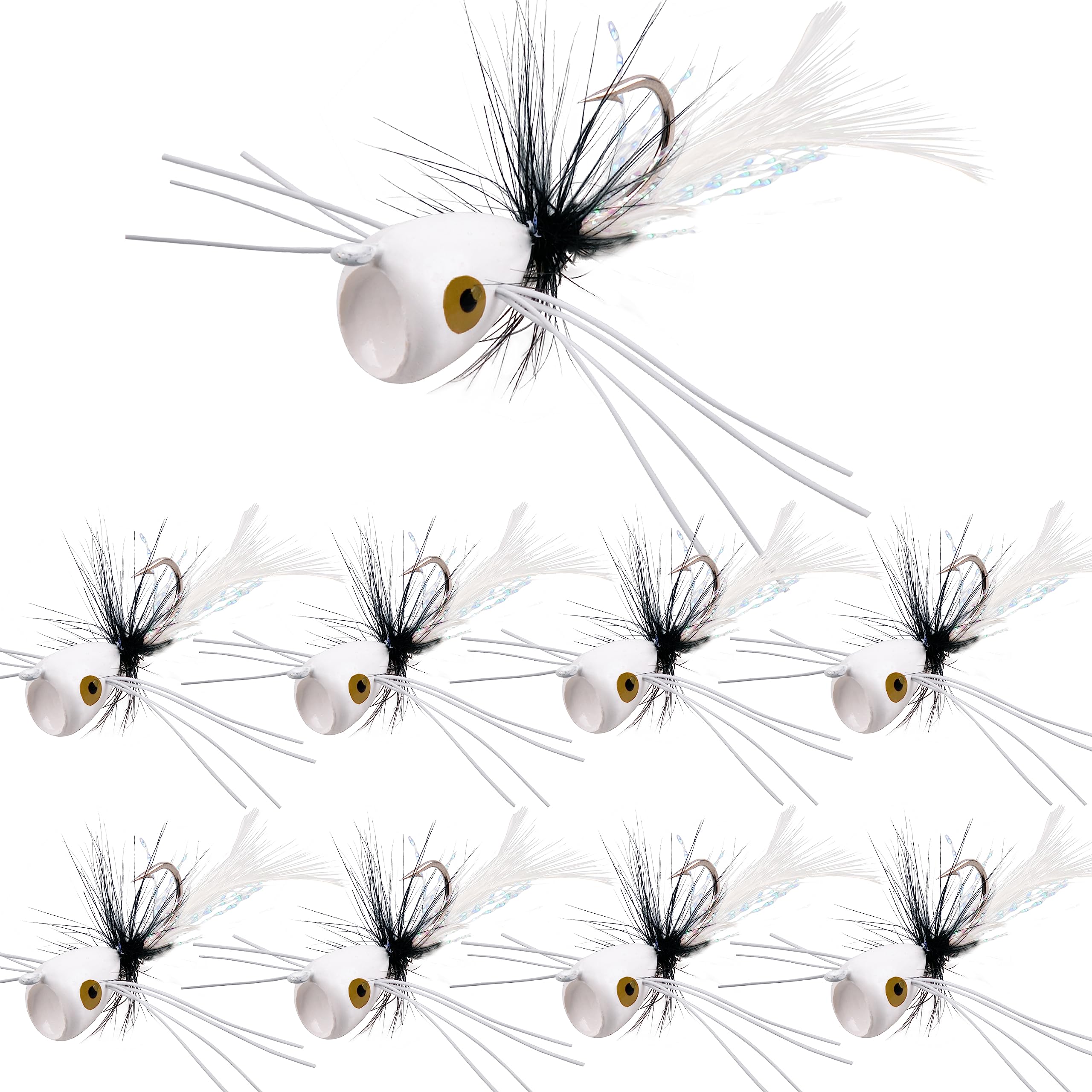 Fly Fishing Popper Flies Kit,15pcs Bass Poppers Lures Dry Flies Fly Fishing Popper Lures Topwater Panfish Bluegill Poppers Flies Lures Baits with Hooks for Freshwater Saltwater