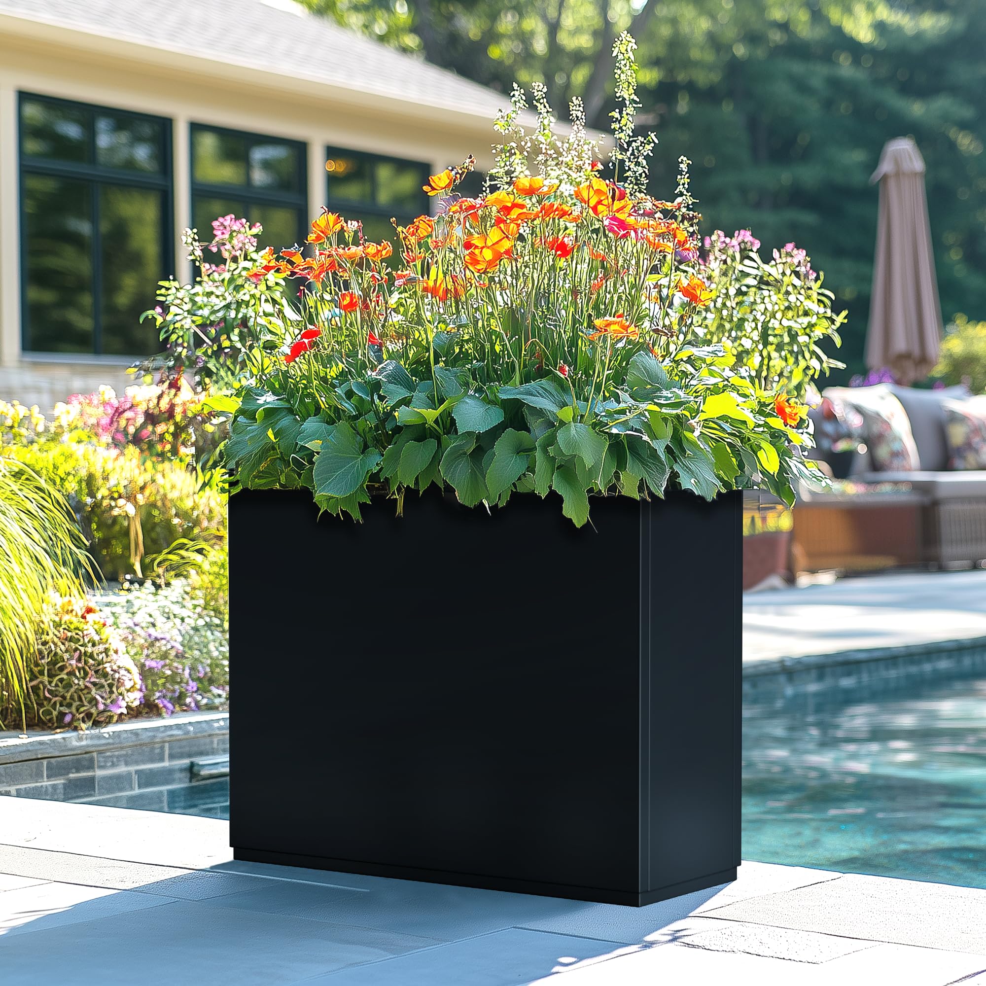 Large Outdoor Planters Rectangular Pvc Zinc Metal Black Planter Plant