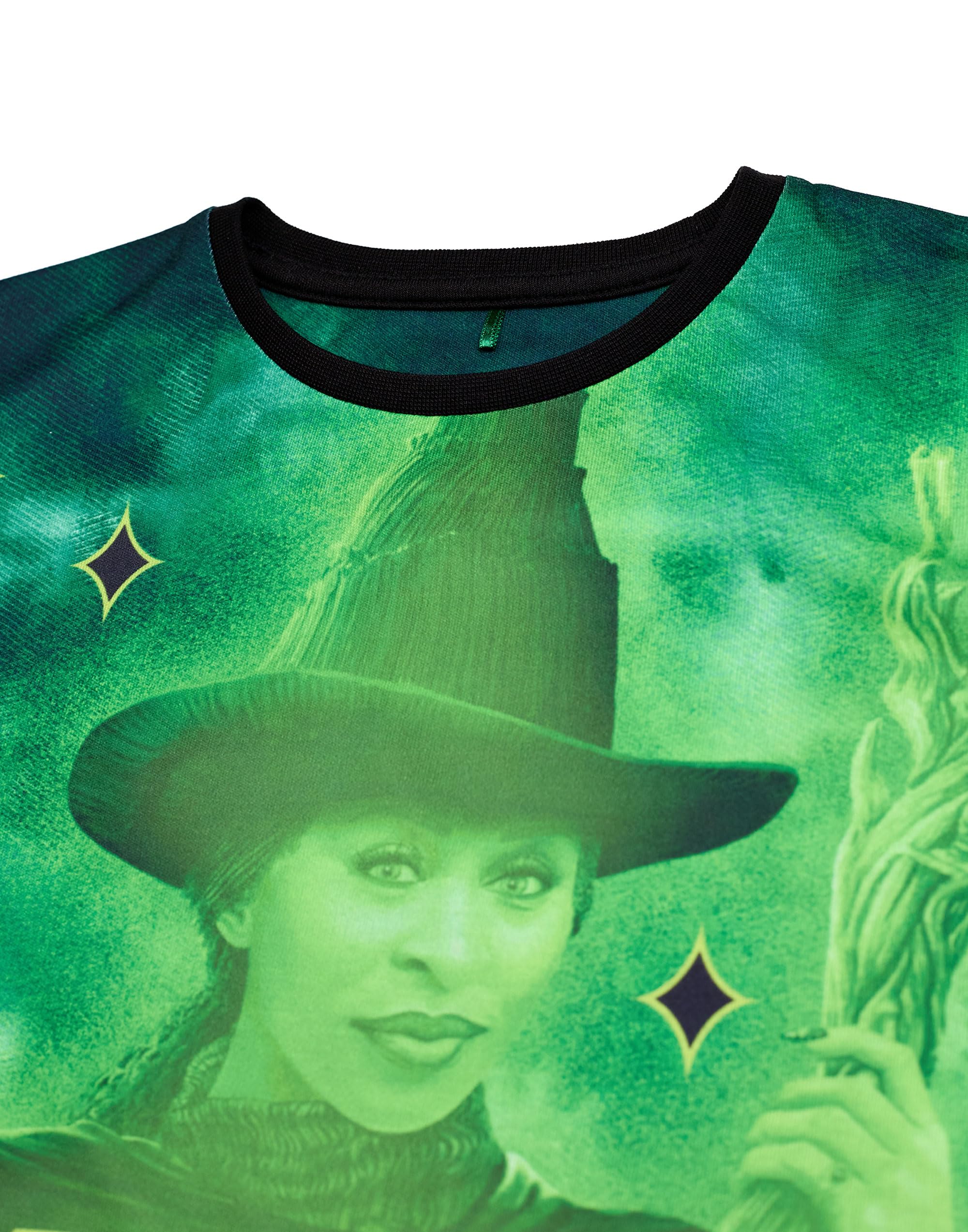 Vanilla Underground Wicked Set Pigiama per Ragazze, Confezione da 2 | Top a Maniche Corte con Stampa Grafica dei Personaggi Glinda ed Elphaba Rosa e Verde per Bambini e Pantaloni Pigiama