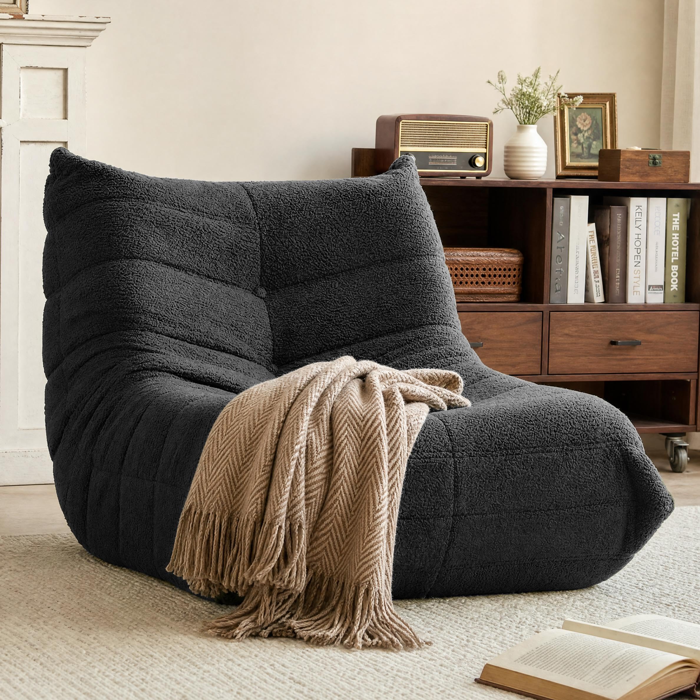 Gazecaia Oversized Teddy Bean Bag Chair, Memory Foam Fireside Lounge