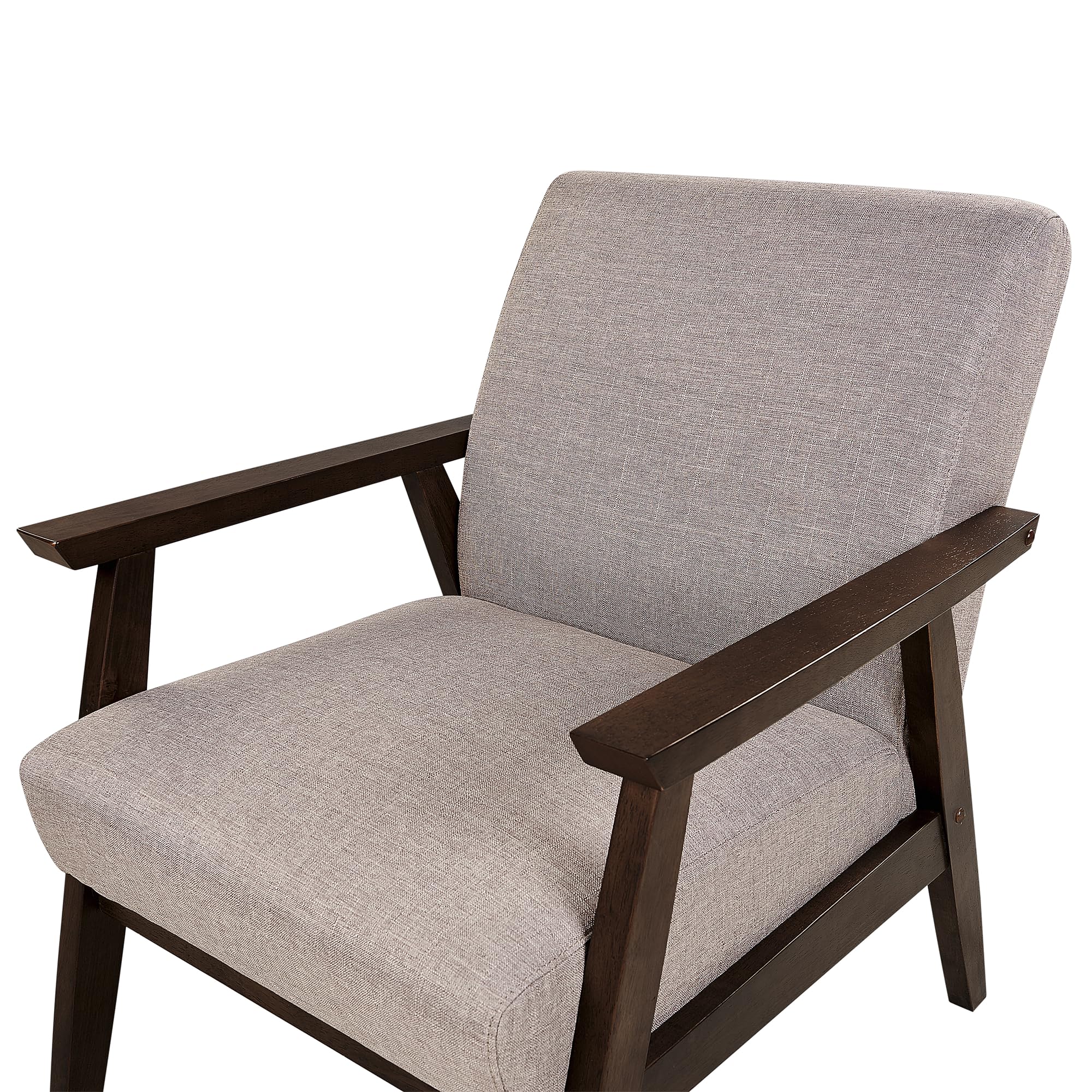 Beliani Retro Wohnzimmer Sessel Stoffbezug beige Taupe mit Armlehnen Holzgestell Asnes