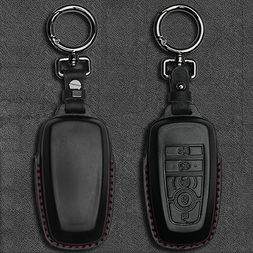 Miniatura 3 de Tukellen para Ford Funda de Llave de Cuero con Llavero Compatible con Ford Explorer Mustang Fusion Escape F150 F250 F350 F450 F550 Edge - Negro