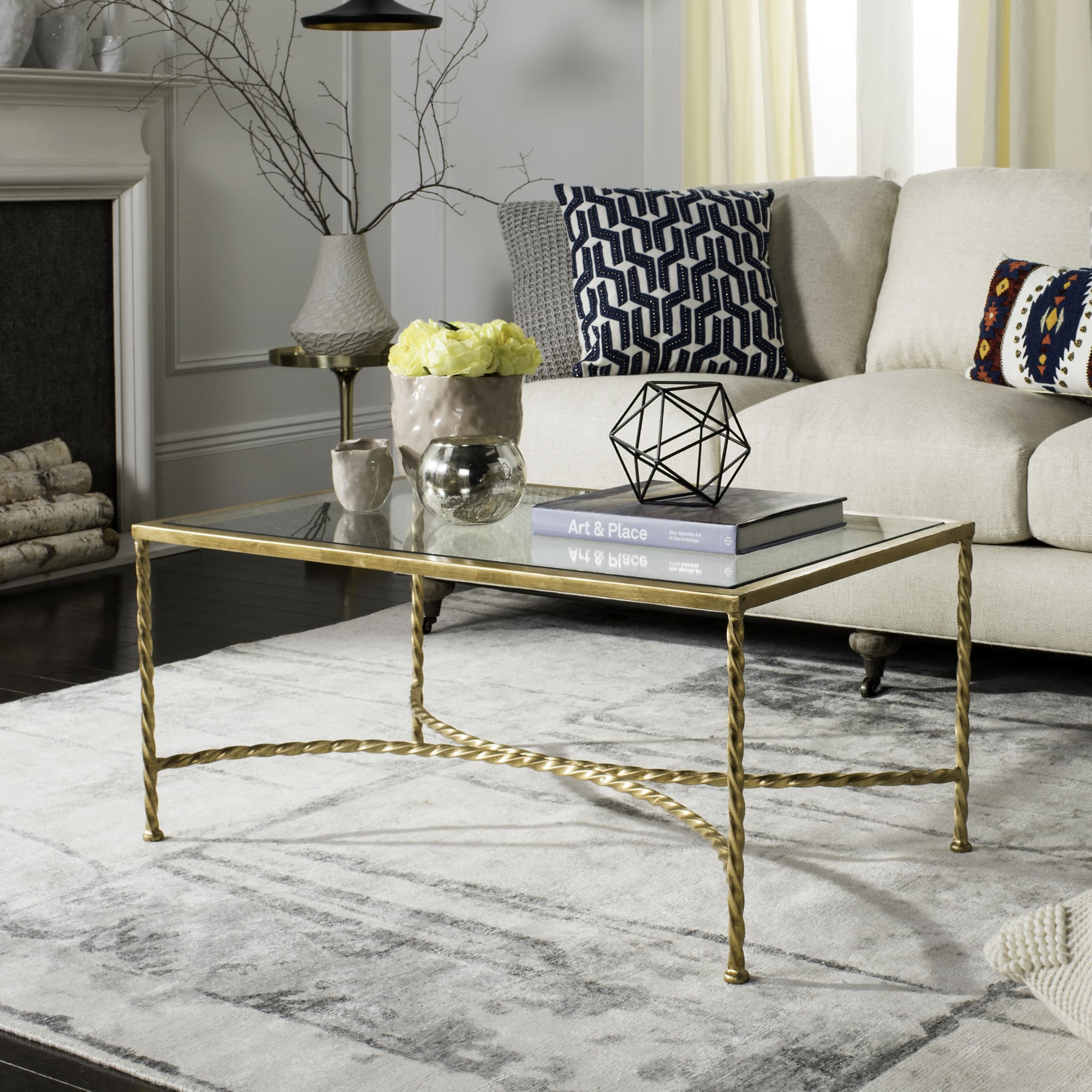 Safavieh アレンゴールドドリープレトロコーヒーテーブル Amazon.com: Safavieh American Homes Collection Matilda Gold Leaf