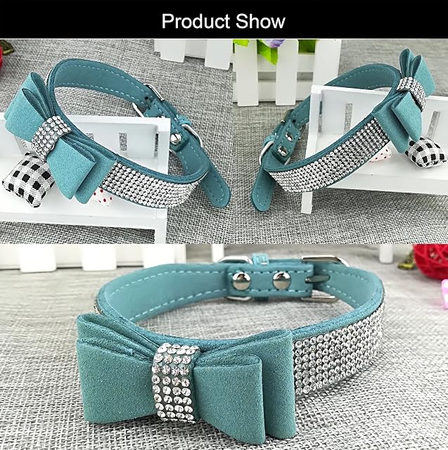 Foto 4 de 7 de Newtensina Collar de Perro de Moda y Correas con Pajarita Linda Bling Niña Pajarita Collar de Gatito…