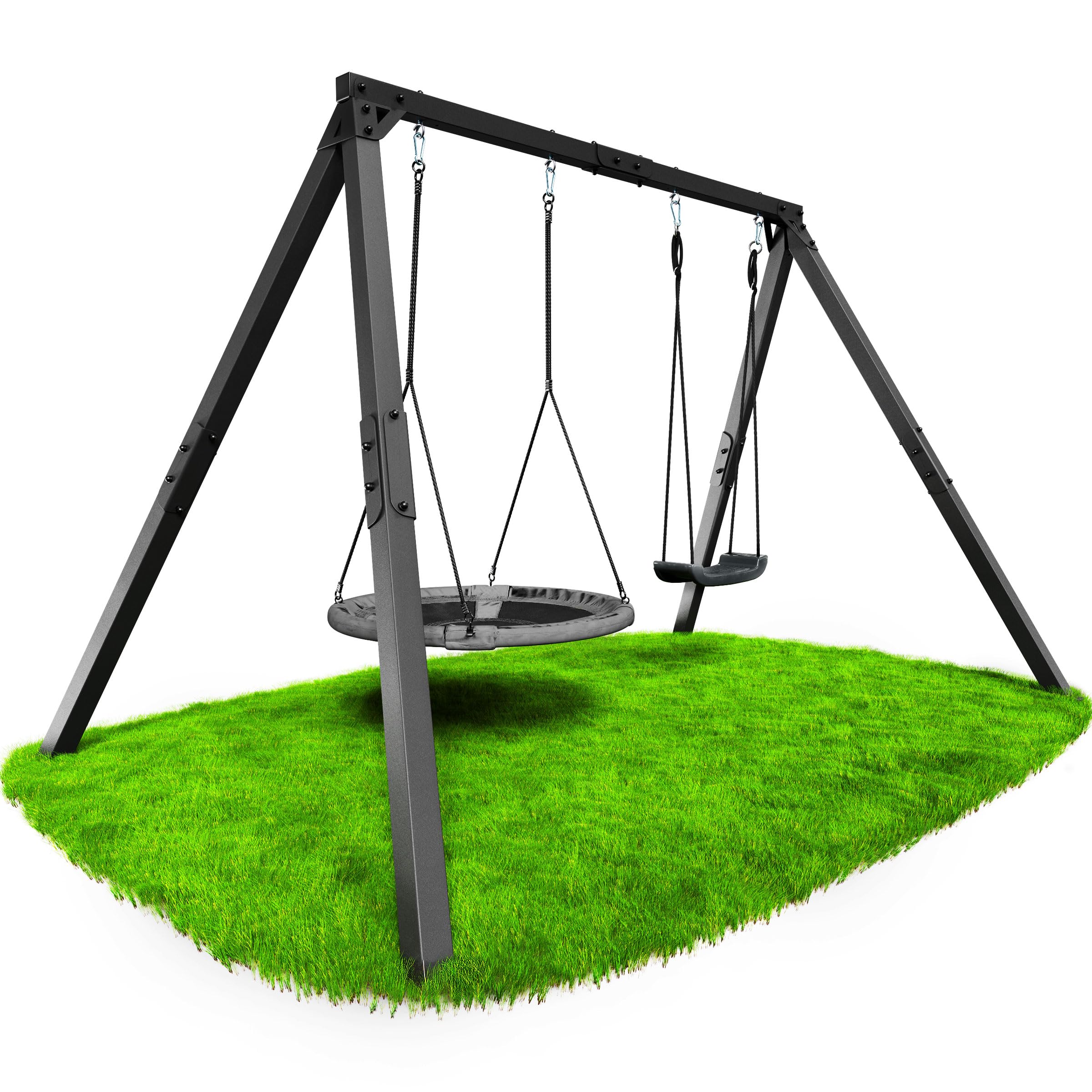 K-Sport: Doppelschaukel Gestell (Metall) I Brettschaukel und Nestschaukeln im Set erhalten I Schaukelgestell bis 200kg belastbar I Outdoor Schaukel I Schaukelgerüst inkl. Bodenanker I Made in EU