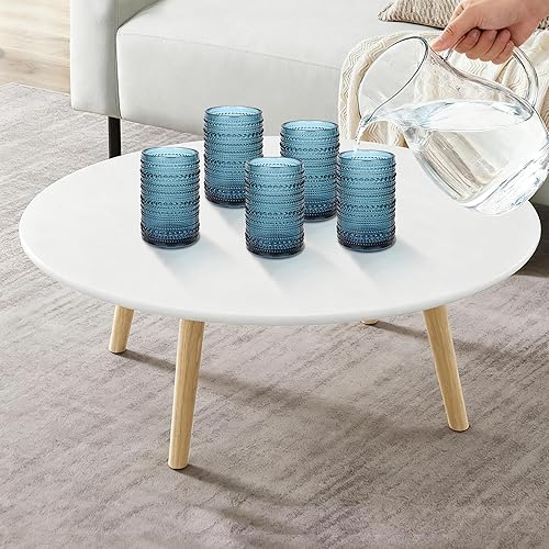 Miniatura 8 de Juego de 6 vasos para beber Hobnail de 15 onzas, vasos de vidrio en relieve, vasos altos, vasos azules, juego de cristalería vintage para jugo,